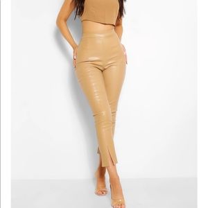 BooHoo Super Stretch Faux Leather Split Hem Pants (12)